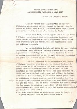 Chants traditionnels LEBU des cérémonies Familiales: WOYI CEET