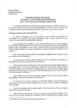 Léopold Sédar Senghor : critique littéraire et promoteur de la littérature négro-africaine