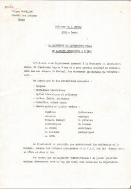 La recherche en littérature orale en langues africaines à l’IFAN