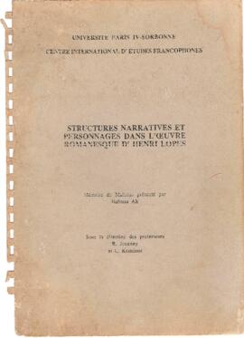 STRUCTURES NARRATIVES ET PERSONNAGES DANS L'ŒUVRE ROMANESQUE D' HENRI LOPES