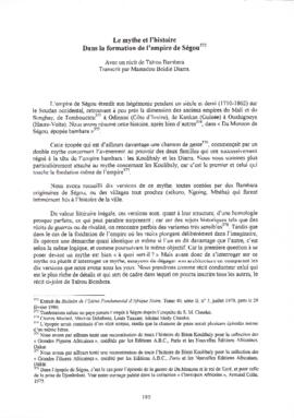 Le mythe et l’histoire dans la formation de l’empire de Ségou