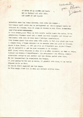 Le mythe de la lignée des Daaya qui se faisait ami avec Dieu, les Leemu et les Caages