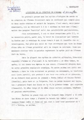 L’origine de la création de l’homme et ses mythes