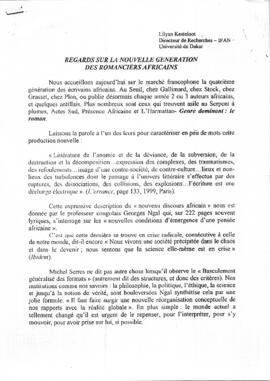 Regards sur la nouvelle génération des romanciers africains