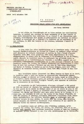 Traditions orales autour d’un site archéologique (Faboura)