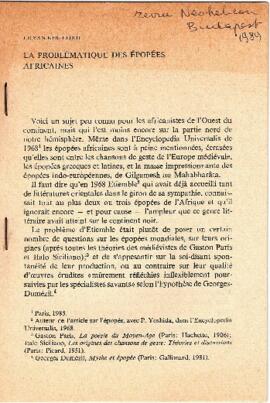 La problématique des épopées africaines
