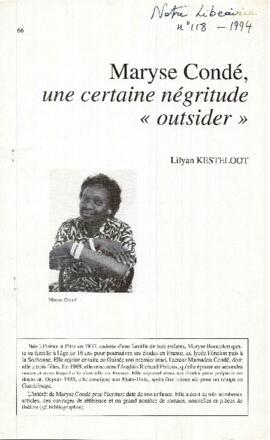 Maryse Condé, une certaines négritude "outsider"