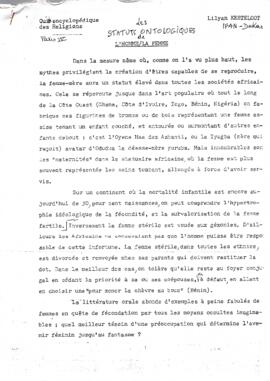 Les statuts ontologiques de l’homme/la femme